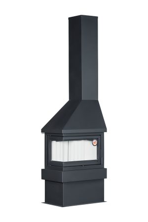 Камин ПРАГА угловой левый черный шамот белый