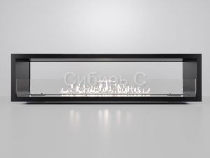 Сквозной биокамин 1600х400-500х250-300, стекла 10-15 см