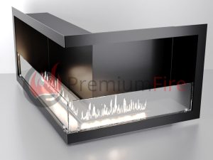 Угловой биокамин Г 500х1000х420-520 стекло 10-15 см