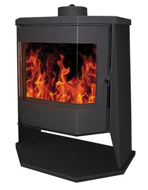 Печь-камин Бавария панорама ПРИЗМА с плитой