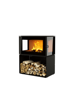 ПЕЧЬ-КАМИН КУБ 3С 800 на дровнике