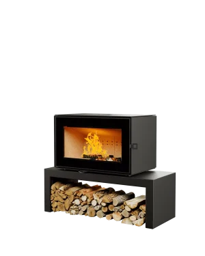 ПЕЧЬ-КАМИН КУБ 800 на подиуме