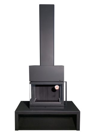 Камин МАДРИД на дровнике Гигант центральный черный шамот подовый