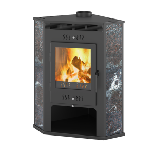Печь-Камин ASTON 11кВт (180 м3) угловой Ø 150мм (Амфиболит)